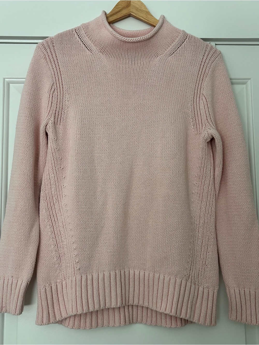 Vintage J. Crew 1988 Always Rollneck Sweater Light Baby Pink M Cotton Capsule